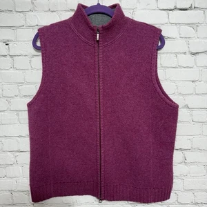 Eddie Bauer Vest Womens Pink Wool Blend Cotton Lined Full Zip Size XL - Picture 1 of 5