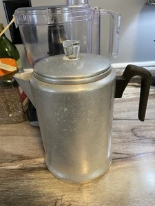 Vintage 14 Cup Aluminum Coffee Pot Percolator Camping or Home Glass Knob - Picture 1 of 4