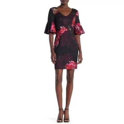 NWT Trina Turk Flutter Sleeve Cocktail Dress Black Red Size 4 - Image 1 of 4