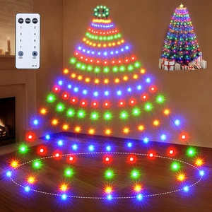 Christmas Tree Lights 400 LED 8 Modes Remote Timer Multicolor Waterfall String L - Picture 1 of 11