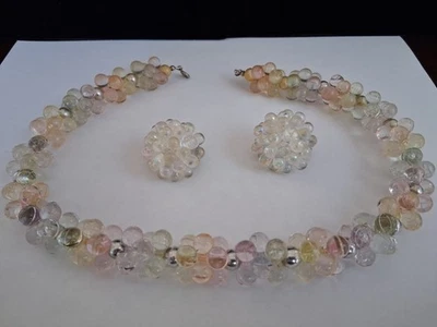 Collar de burbujas de plástico transparente pastel claro y pendientes de clip - 78 gramos Foto 1 de 4