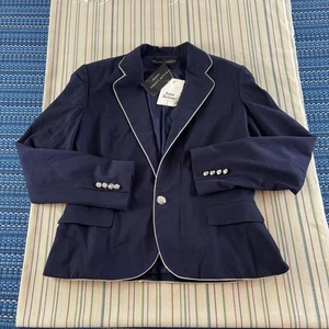 Blazer Lauren Ralph Lauren para mujer 12 azul forrado de lana ribete en tubo manga larga EE. UU. - Imagen 1 de 21