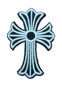 Cross Patch Religious Symbols Embroidered Iron On Patch 2.60x1.75" - Picture 1 of 6