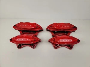 2012-2016 TESLA MODEL S BREMBO BRAKE CALIPER SET OF 4 SPORT RED OEM - Picture 1 of 15
