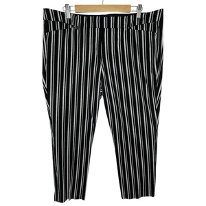 Worthington Womens Straight Leg Ankle Pants Black White Stripe, Size 16 - Picture 1 of 14