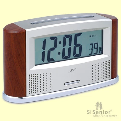 Sprechender Wecker Funkuhr Sprachausgabe mit Datum und Thermometer - Bild 1 von 4