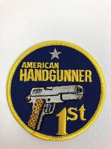 Vintage "AMERICAN HANDGUNNER 1st" Embroidered 3.5" Round Patch NOS - Picture 1 of 5