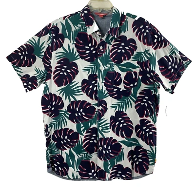 Camisa Union Bay Para Hombre XL Verde Azul Rojo Estampado de Plantas Tropicales Abotonada Hawaiana Foto 1 de 4