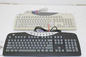 Lot of 2 Gateway Wired PS/2 Keyboards - RT3602 (Black) & SK-9921 (Beige) - Picture 1 of 4