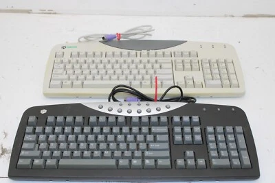 Lot of 2 Gateway Wired PS/2 Keyboards - RT3602 (Black) & SK-9921 (Beige) - Image 1 of 4