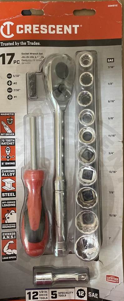 Crescent CSWS11C 17 Pc. SAE Socket Wrench Set - Image 1 of 1
