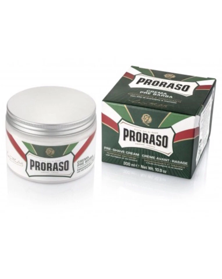 Proraso 300ml XL Menthol and Eucalyptus Pre Shave Cream - barber size green jar