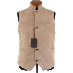 Rifugio NWT Vest / Bodywarmer Size 50 (Medium US) In Beige Suede Handmade - Picture 1 of 10