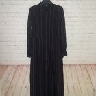 Paige Womens Nayven Black Striped Long Sleeve Button Front Maxi Dress Size L