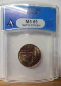 2005-P Oregon State Quarter - ANACS MS-69 Satin Finish **SUPER NICE COIN** - Picture 1 of 2