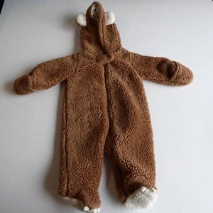 Carters One Piece Bear Hooded Outerwear 3 month Brown Footie Hand Cover Costume - Picture 1 of 7