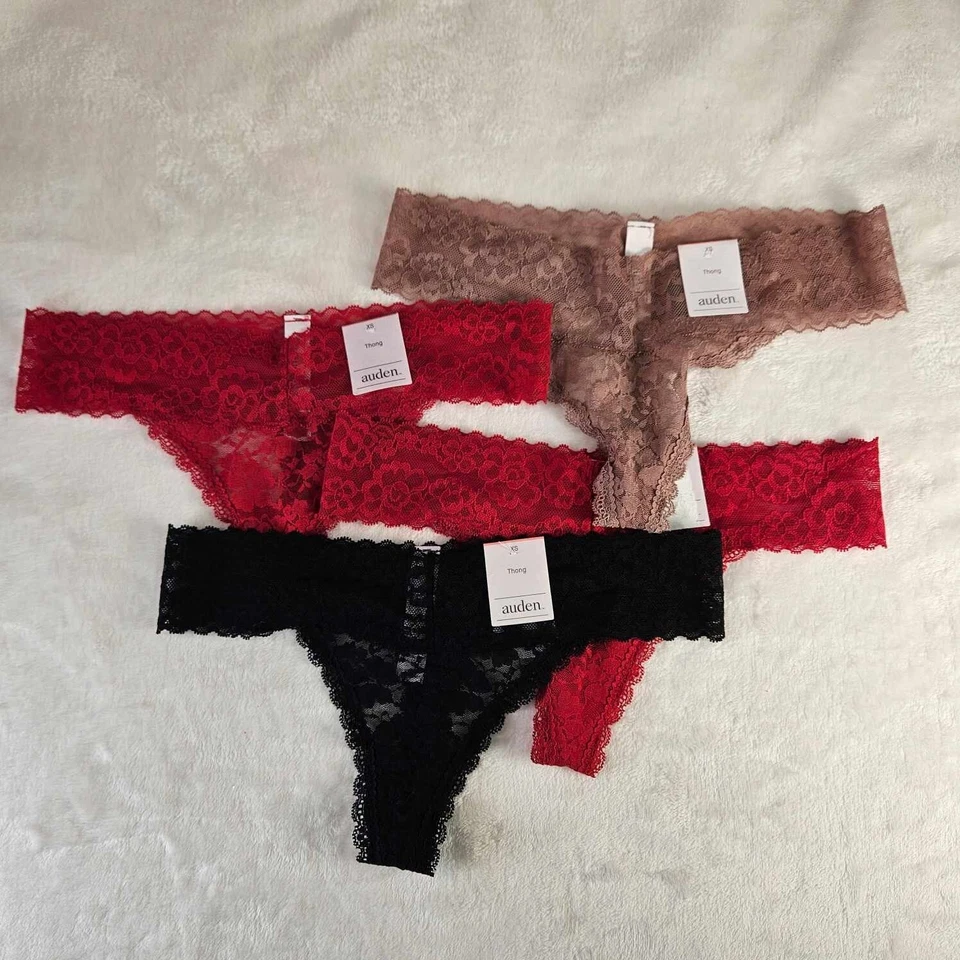 Women's All Over Lace Thong Auden Ripe Red Size XS