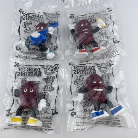 Hardees California Dancin' Raisins Lot of 4 2001 Mini Figures 2" Sealed Complete Cover