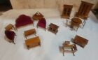 Meubles de maison de poupée en bois miniatures vintage fabriqués à la main de collection 18 pièces