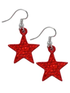 Small Red Crystal Star Dangle Charm Hook Earrings Girl Women Fashion Jewelry - Picture 1 of 2