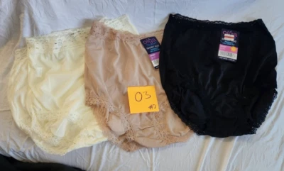 4 VTG NWT Olga Panties Brief Secret Hug 873 Shape Defining Lace Satin Tags 03#2 - Image 1 of 4