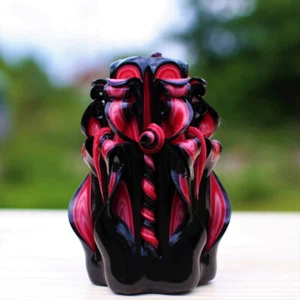 Christmas Carved Candle Black 5.1'' -Decorative Carved Candle Gift-Oscar Candle - Picture 1 of 4
