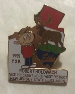 Elks N.J. Robert Holowach V.P. Northwest District 1999 Y2K Pin (C) - Picture 1 of 3
