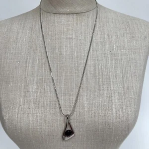 Lia Sophia Silver-tone Chain Black Stone Women's Fashion Necklace - Picture 1 of 5