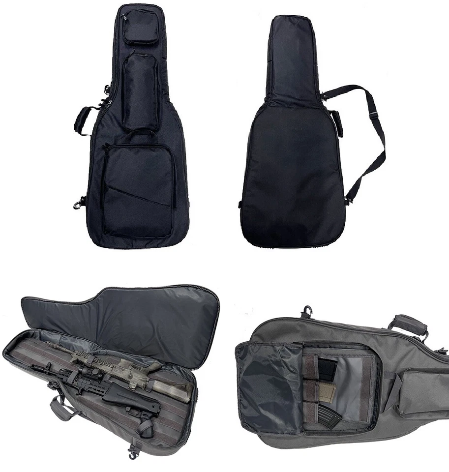 Discreet Guitar Rifle Gun Case Double Tactical Carbine Range Padded Backpack BLK - Image 1 of 1
