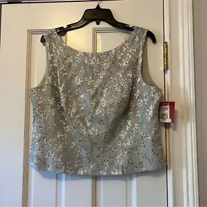 Vintage NWT JS Collection Silk Beaded Embroidered Sleeveless Blouse Size 16 - Picture 1 of 8