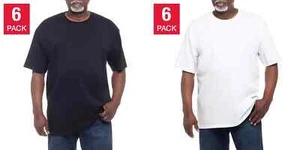 Kirkland Signature Men’s Crew Neck Tee, 6-pack Heavyweight Cotton White Black - Picture 1 of 3