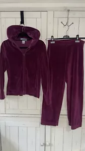 Tuta cotone couture velluto bordeaux jog set giacca con cappuccio pantaloni donna PM - Foto 1 di 11