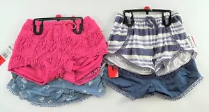 4 Pack DKNY Girls Shorts, Mixed Colors & Prints Lace Trim Comfort Fit - Size 6 - Picture 1 of 10