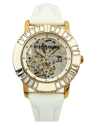 Reloj Automático BCBGMAXAZRIA Damas BG6408 Piedra Brillante Correa Cuero Blanco Foto 1 de 4