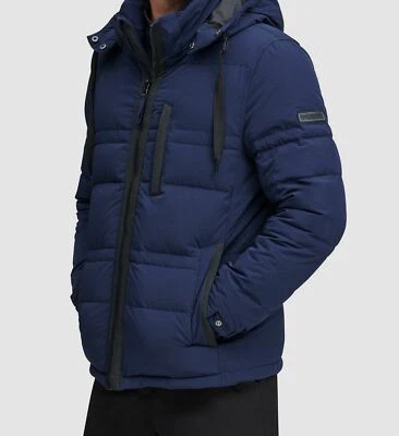 $425 Marc New York Men's Blue Huxley Crinkle Hooded Down Coat Jacket Size XXL - Image 1 of 4