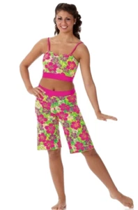 Vacation CROP TOP & BOARD SHORTS Child Small Beach Dance Costume Jazz & Tap - Picture 1 of 3