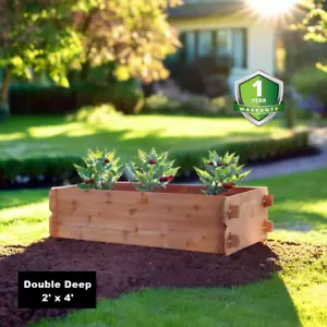 2x4 Deep Raised Garden Bed Timberlane Gardens Cedar Planter Vegetable Garden Box - Picture 1 of 6