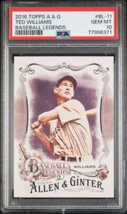 2016 Topps Allen & Ginter Baseball Legends BL-11 Ted Williams PSA 10 Boston