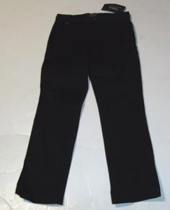 NEW Polo Ralph Lauren 5 black flat front  pants adjustable tabs boys red pony - Picture 1 of 3