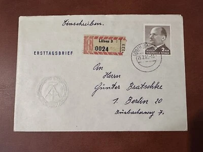 Germany DDR 1965 FDC REGISTERED COVER Walter Ulbricht STAMP - Image 1 of 3