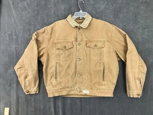 Brazos Workwear Canvas Jacket Brown Corduroy Collar Work Trucker Button Detroit - Picture 1 of 19