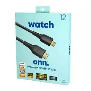 WATCH onn Premium HDMI 12' Cable 4K Ultra HD High Dynamic Range 7.2 Surround - Picture 1 of 10