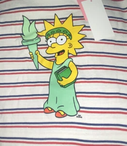 The Simpsons Tee Child Size Large Short Sleeve Striped T Shirt Lisa Simpson - Picture 1 of 4