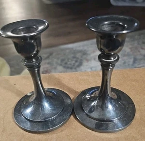 Pair of Vintage Oneida Silversmiths Candlesticks Holders Decor Silverplate - Picture 1 of 6