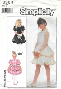 Simplicity Sewing Pattern 8364 Girls Dress with Bubble Skirt Puff Sleeve Size: 7 - Picture 1 of 2