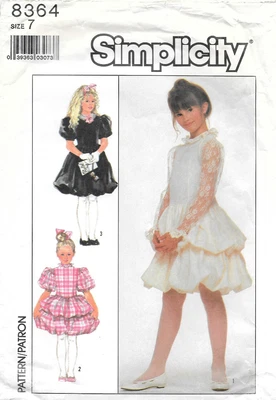 Simplicity Sewing Pattern 8364 Girls Dress with Bubble Skirt Puff Sleeve Size: 7 - Image 1 of 2