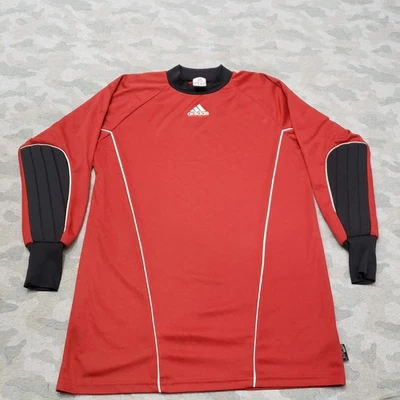 Vintage Adidas Shirt Mens Small Red Goalie Soccer Jersey Climalite Long Sleeve - Image 1 of 4