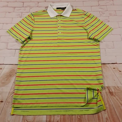 Camisa polo de golf RLX Ralph Lauren rendimiento para hombre talla pequeña rayas verdes Foto 1 de 4
