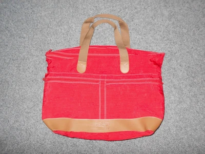 BOLSO DE MANO PERRY ELLIS AMERICA DE COLECCIÓN AÑOS 90 ROJO NAILON IMITACIÓN CUERO RIBETE 21X14        Foto 1 de 4