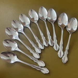 10 Teaspoons DOVER Oneida Cube Stainless Flatware Floral - Picture 1 of 4